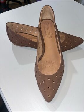 Corso Como Taupe Perforated Pointed-Toe Flats